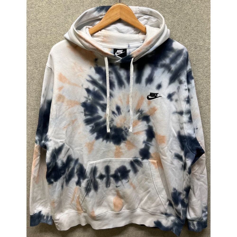 Nike Mens Pullover Hoodie Multicolor Tie Dye Long Sleeve Swoosh Logo Sporty XL‎